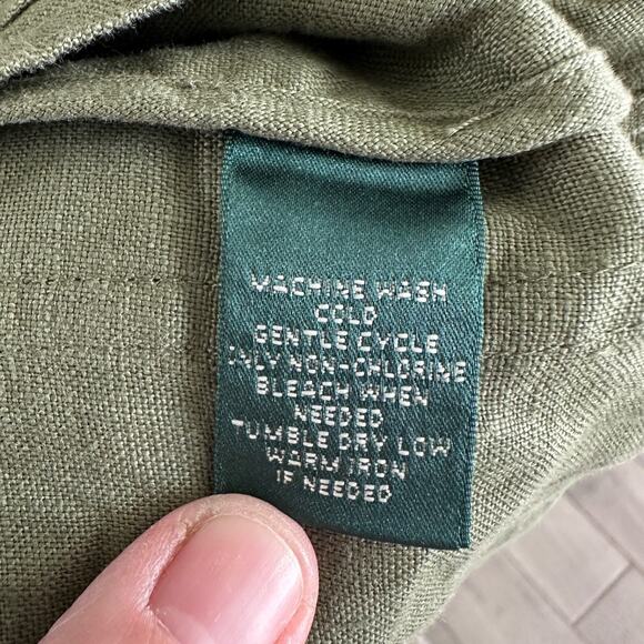 lauren ralph lauren linen safari vest 2x olive green cargo utility drawstring - Picture 9 of 14